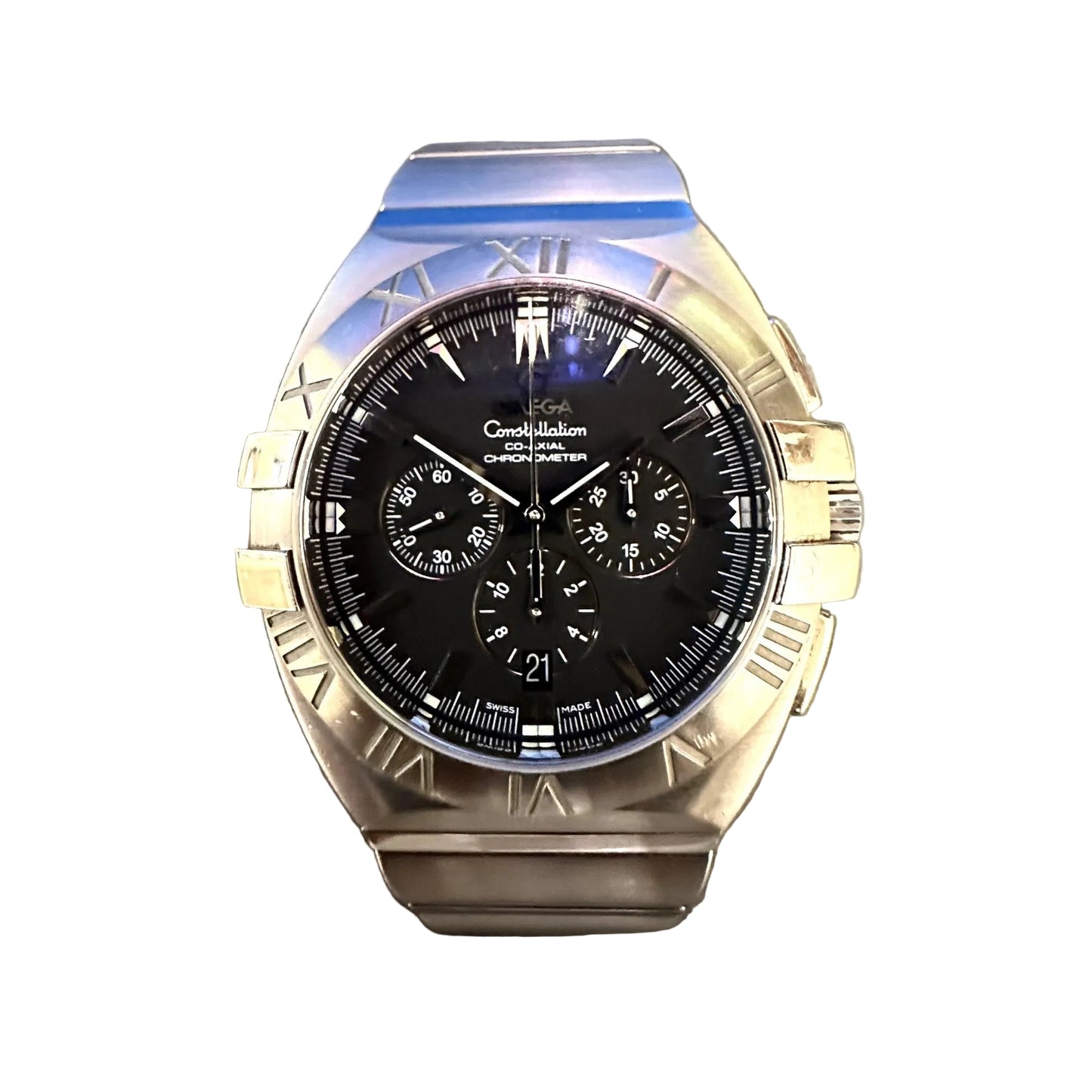 Pre-Owned: Stainless Steel Omega 'Constellation' Automatic Chronograph Bracelet Watch.