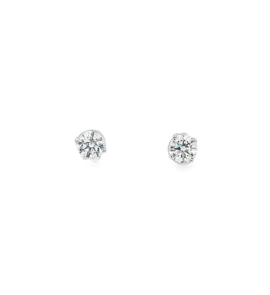 LAB GROWN: 9ct White Gold Round Brilliant Cut Diamond Stud Earrings - 1.04ct
