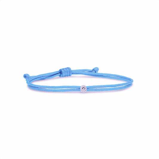 Love Lab Round Brilliant Cut Lab Grown Diamond Nylon Cord Bracelet - Baby Blue