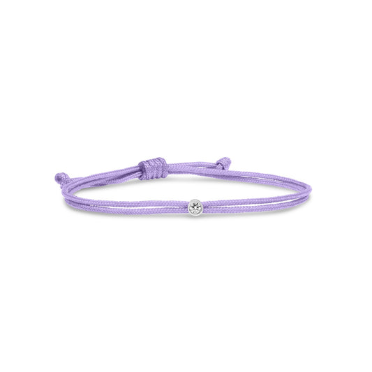 Love Lab Round Brilliant Cut Lab Grown Diamond Nylon Cord Bracelet - Lavender