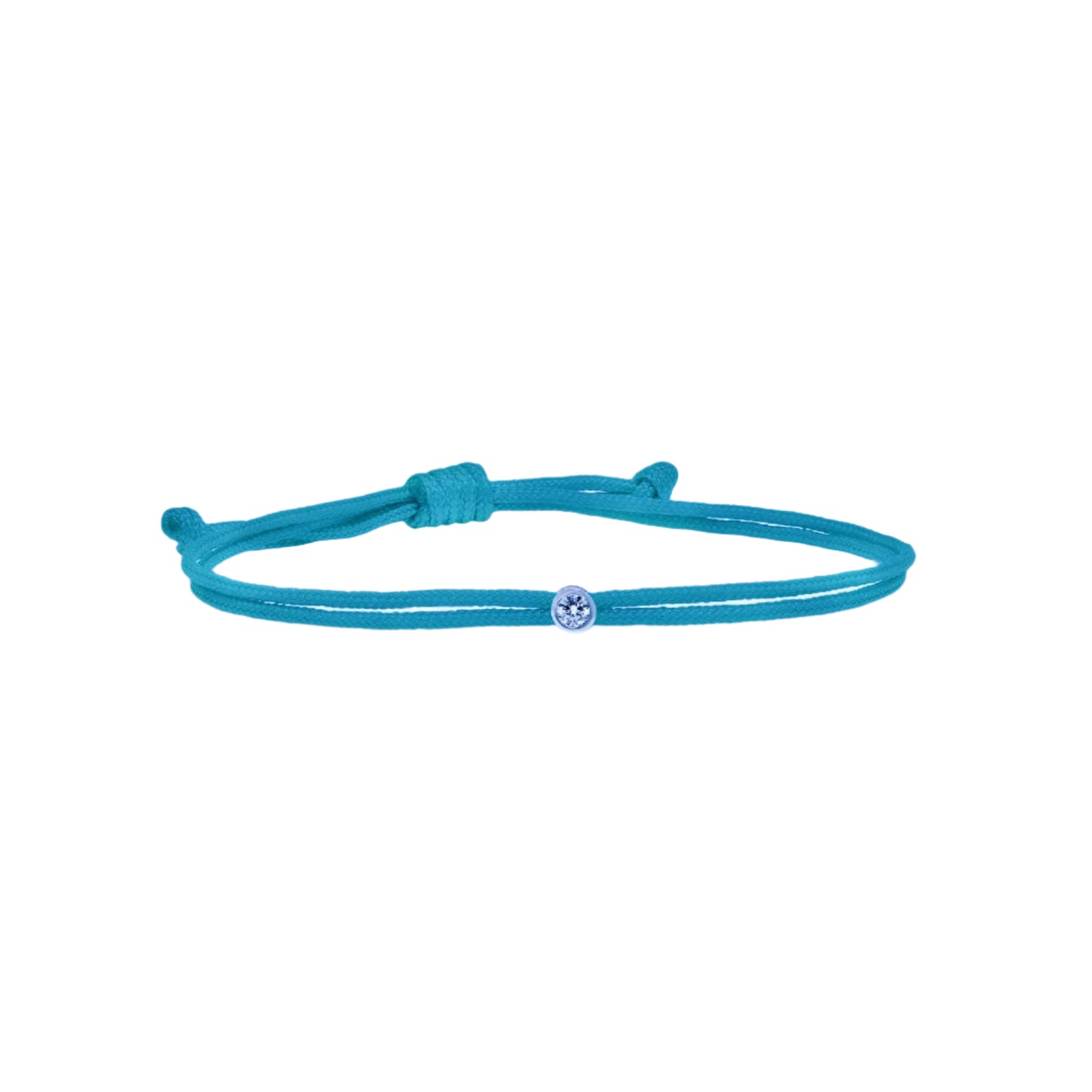Love Lab Round Brilliant Cut Lab Grown Diamond Nylon Cord Bracelet - Turquiose