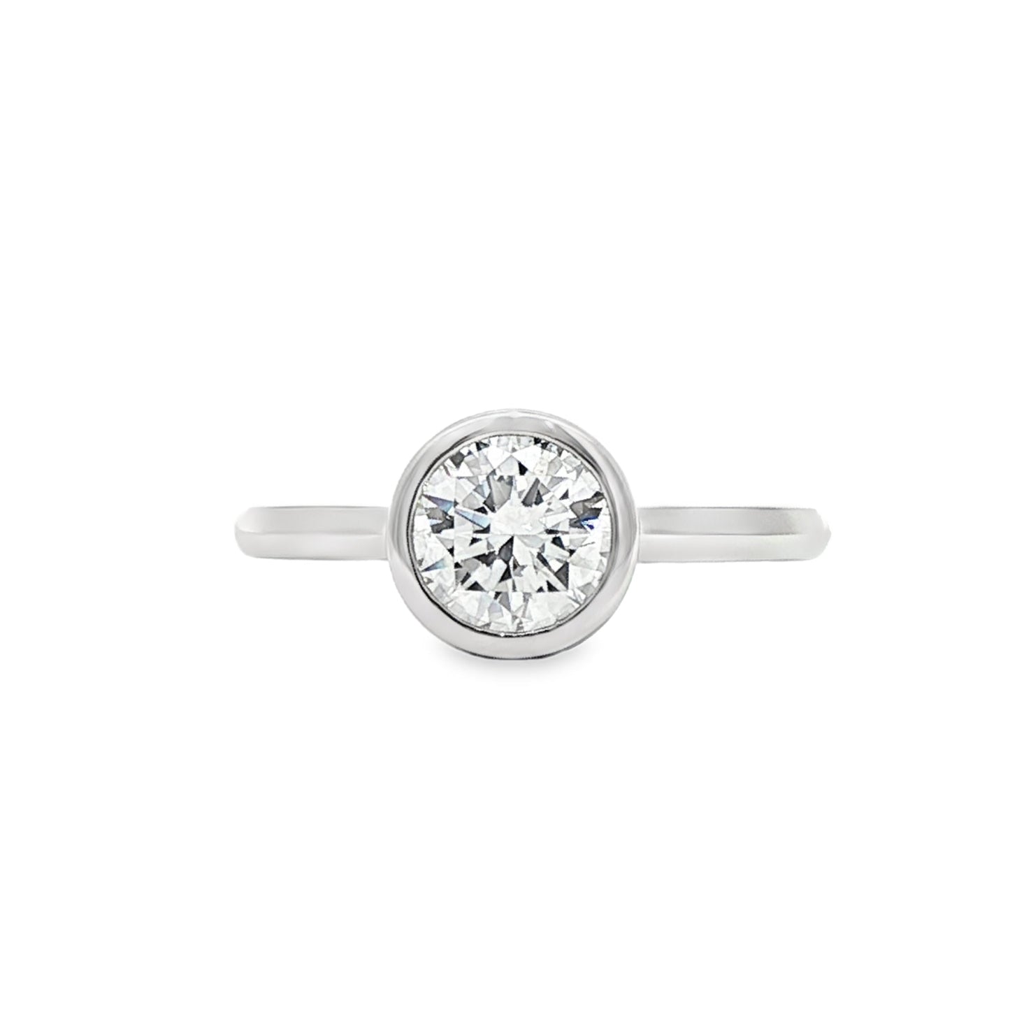 LAB GROWN: Platinum Round Brilliant Cut Diamond Solitaire Ring - 1.00ct