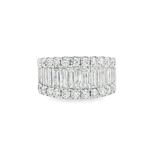 LAB GROWN: Platinum baguette and brilliant cut diamond tapered dress ring - 3.60ct