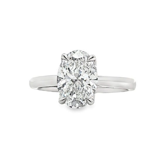 LAB GROWN: Platinum Oval cut Diamond Solitaire Ring - 2.06ct