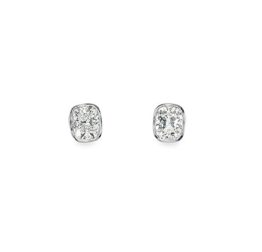 LAB GROWN: Platinum & Cushion Cut Diamond Stud Earrings - 2.07ct