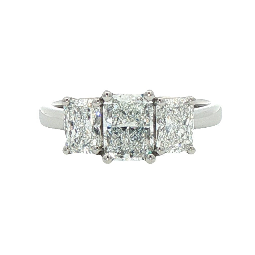 Platinum Radiant Cut Diamond Trilogy Ring - 2.07ct