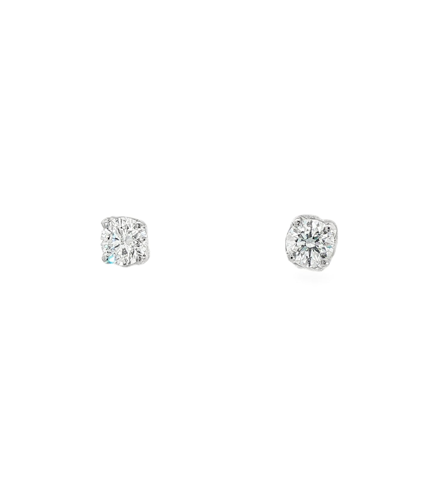 LAB GROWN: Platinum Round Brilliant Cut Diamond Four Claw 'Tulip' Stud Earrings - 0.60ct