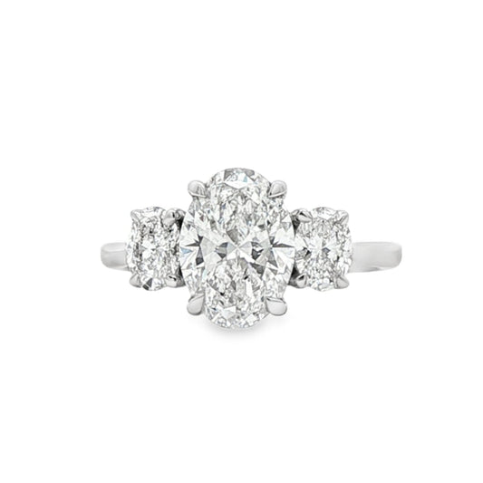 LAB GROWN: Platinum & Oval Cut Diamond Trilogy Ring - 2.63ct