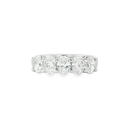 LAB GROWN: Platinum & Oval Cut Diamond 5 Stone Ring - 2.05ct