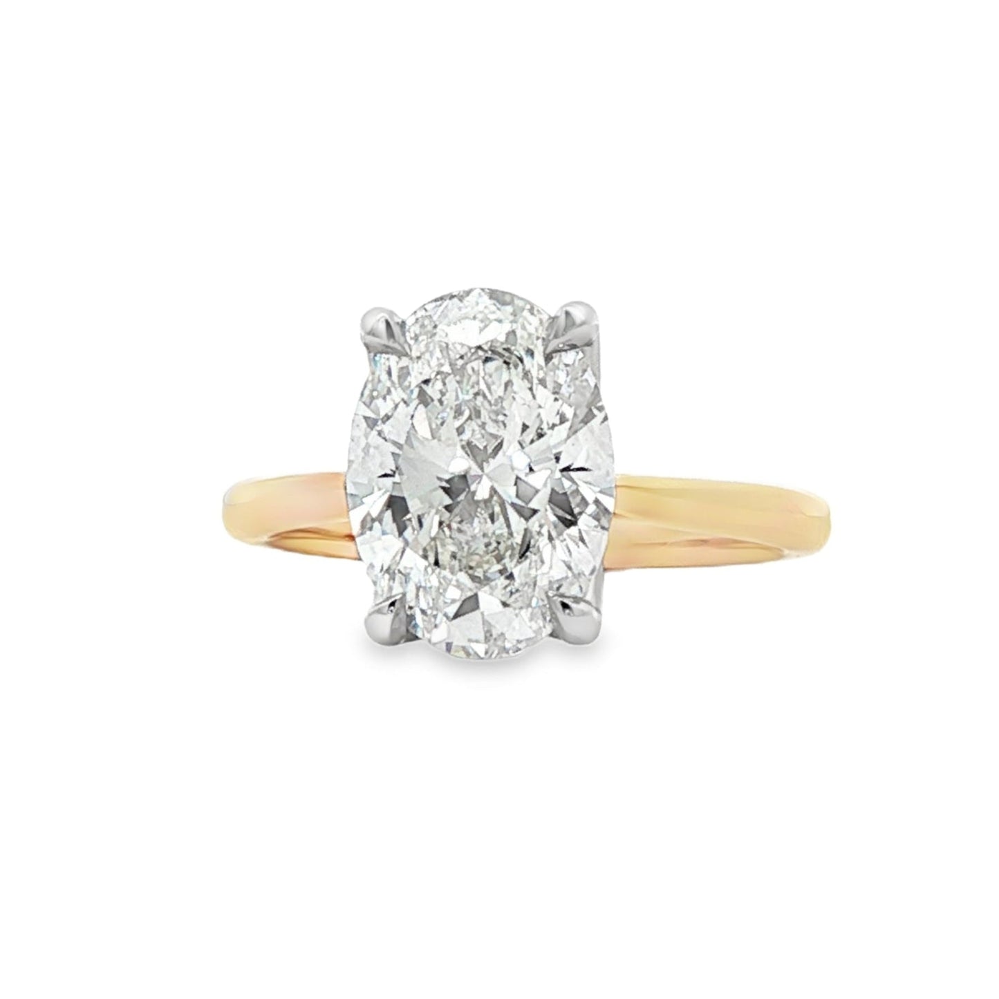 LAB GROWN: 18ct Yellow Gold Oval Cut Diamond Solitaire Ring - 3.01ct.