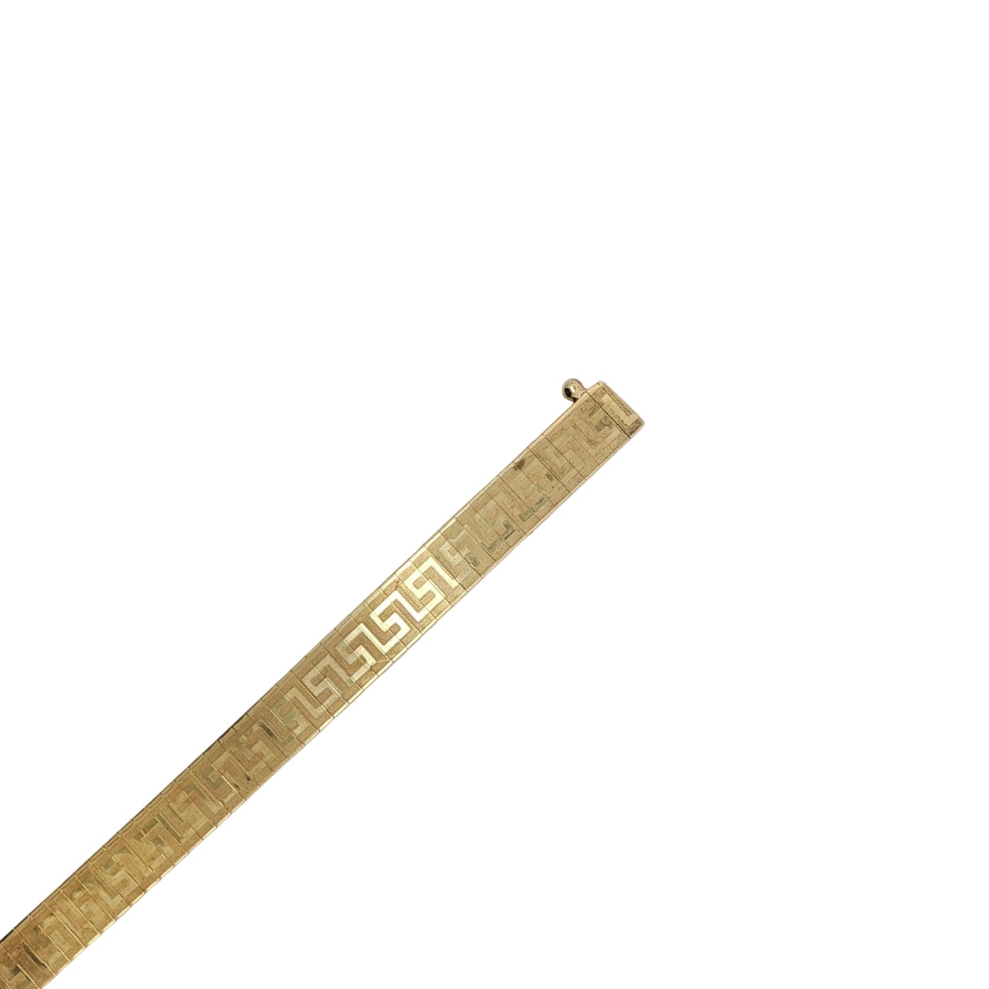 Pre-Owned: 9ct yellow gold flat herringbone Greek Key design bracelet.
