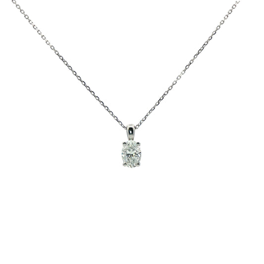 LAB GROWN: Platinum Oval Diamond Solitaire Claw Set pendant - 1.00ct.