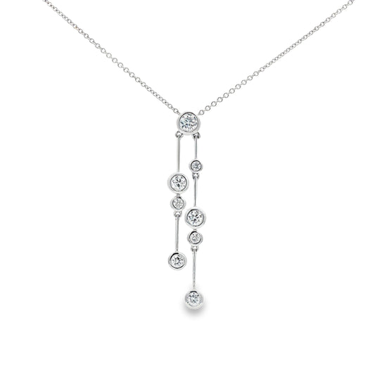 LAB GROWN: 9ct White Gold Round Brilliant Cut Drop Pendant - 0.75ct