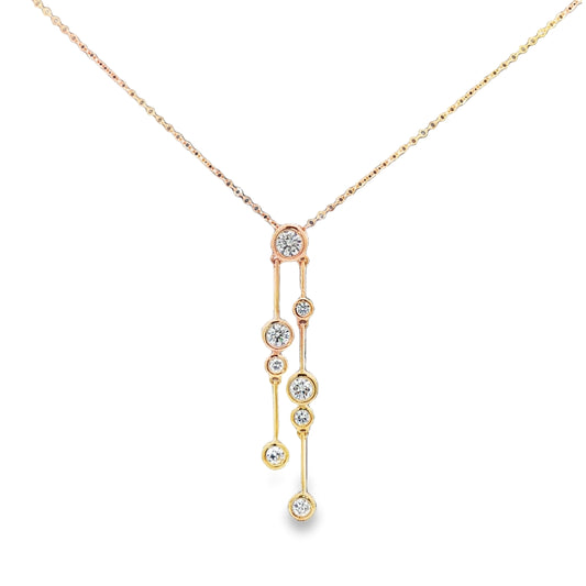 LAB GROWN: 9ct Yellow Gold Round Brilliant Cut Drop Pendant - 0.75ct