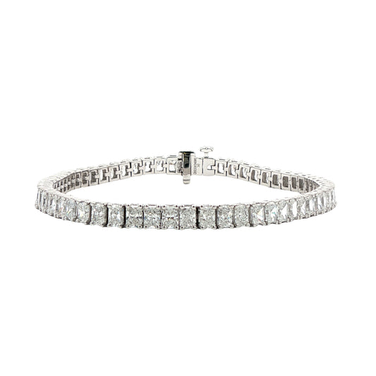 LAB GROWN: 9ct White Gold Radiant Cut Lab Grown Diamond Bracelet - 9.00ct