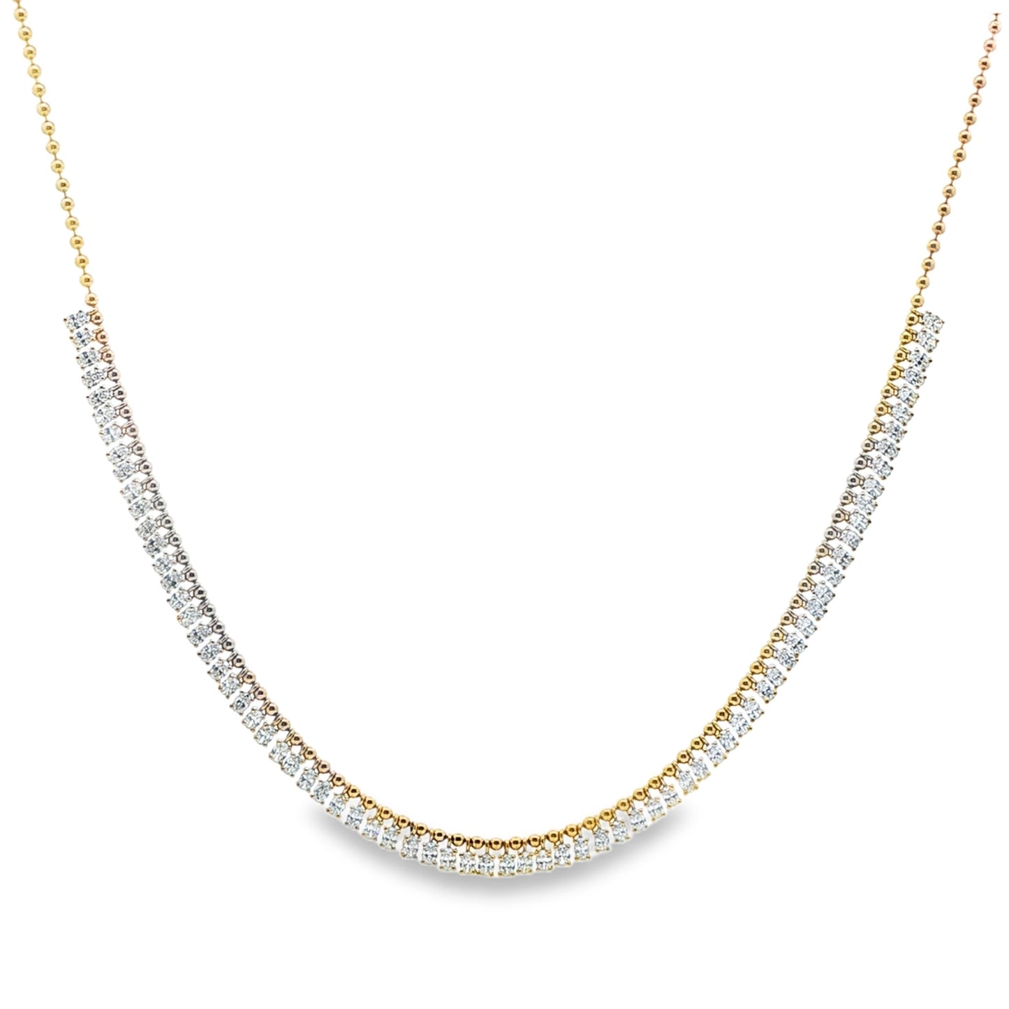 LAB GROWN: 9ct Yellow Gold Oval Diamond 'Fringe' Necklace - 3.92ct