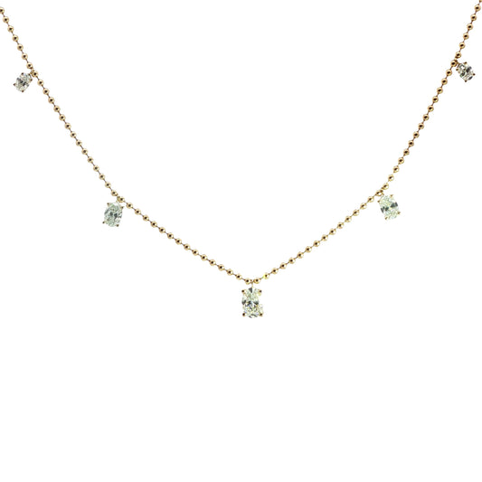 LAB GROWN: 9ct Yellow Gold 5 Stone Oval Diamond 'Fringe' Necklace - 2.56ct