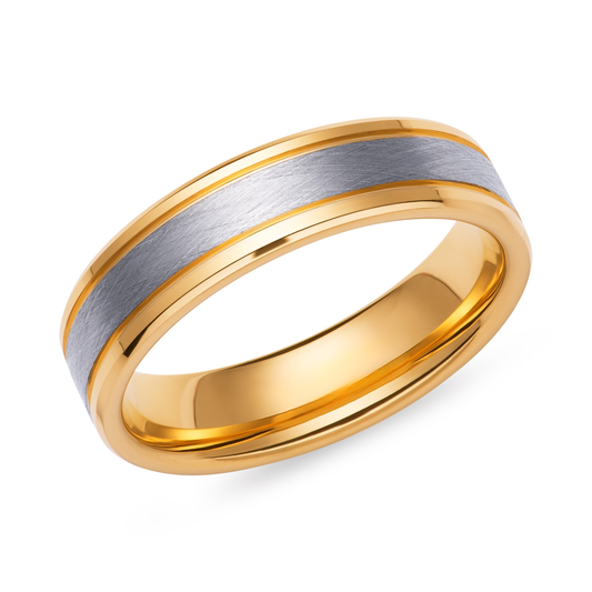 tungsten ring with gold ip plating - Henry D Johnstone Jewellers
