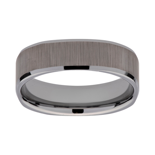Tungsten carbide square 6.0mm ring with textured centre - Lapped/Polish finish.