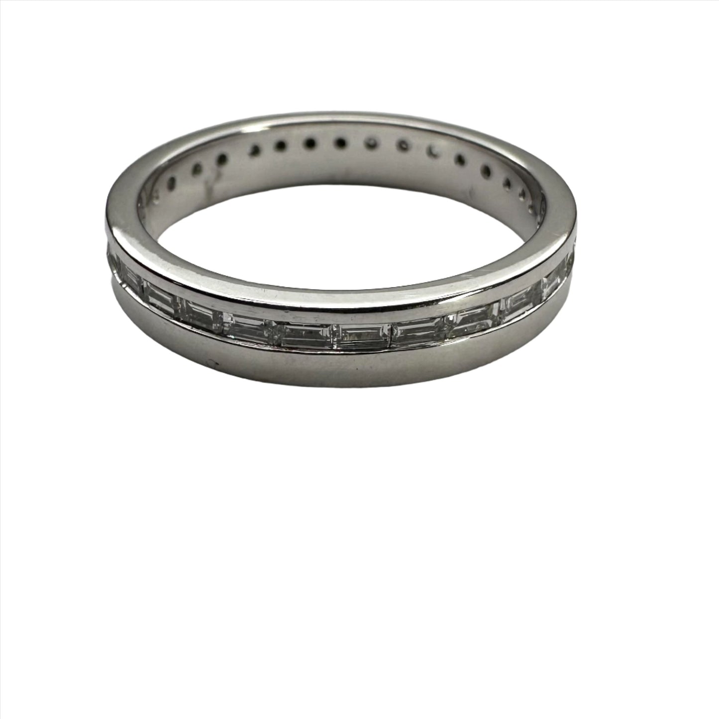 Unique Off-Set Diamond Platinum Wedding Band