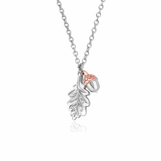 Clogau 'Royal  Sterling silver Oak leaf pendant with Topaz. - 3SROKDP
