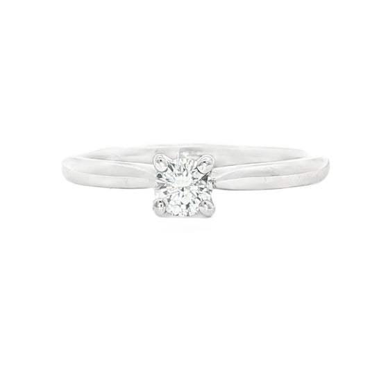 18ct White Gold Round Brilliant Cut Diamond Solitaire Ring - 0.23ct