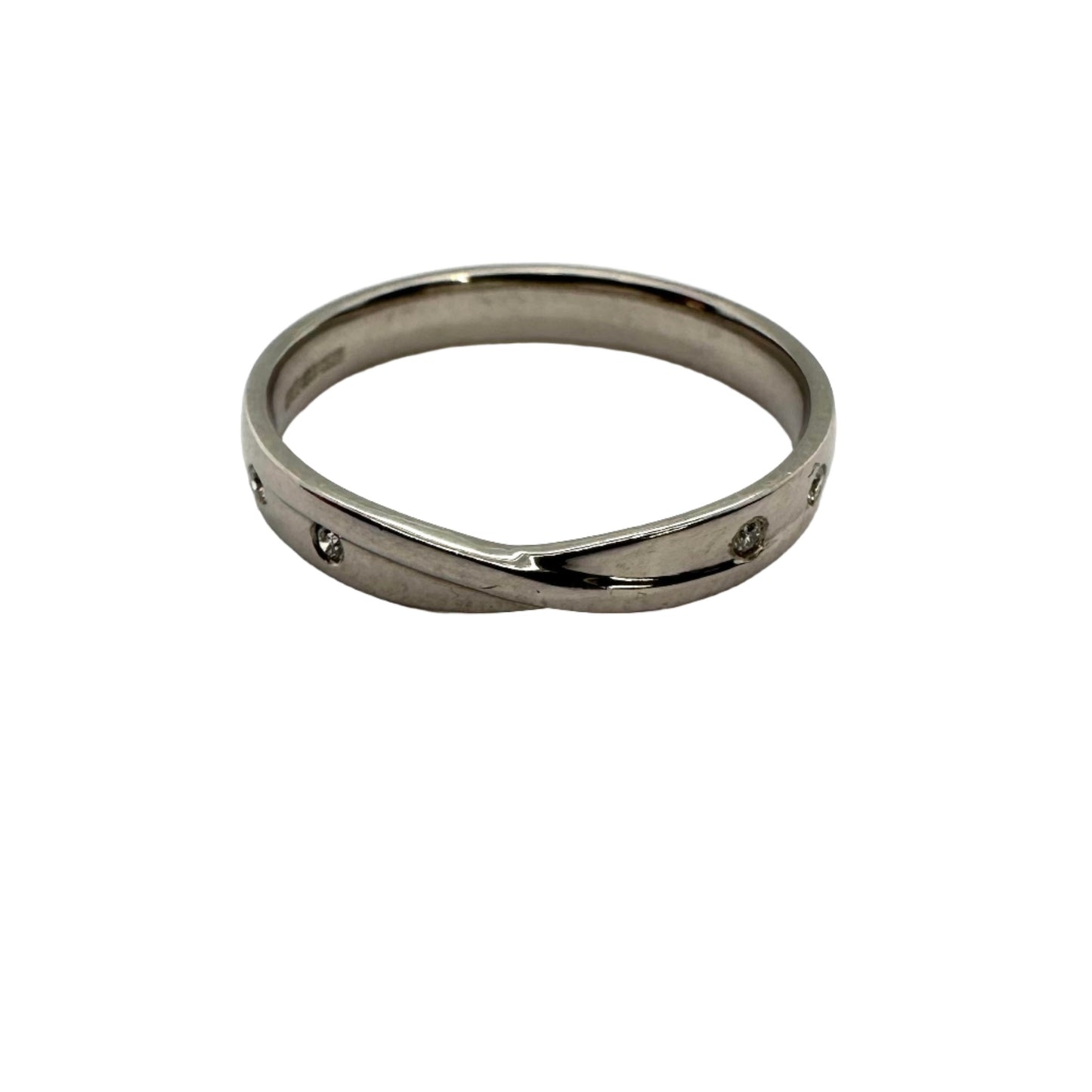 Palladium 950 shaped diamond set wedding band. Henry D Johnstone Jewellers. Alderley Edge, Poynton, Cheshire.
