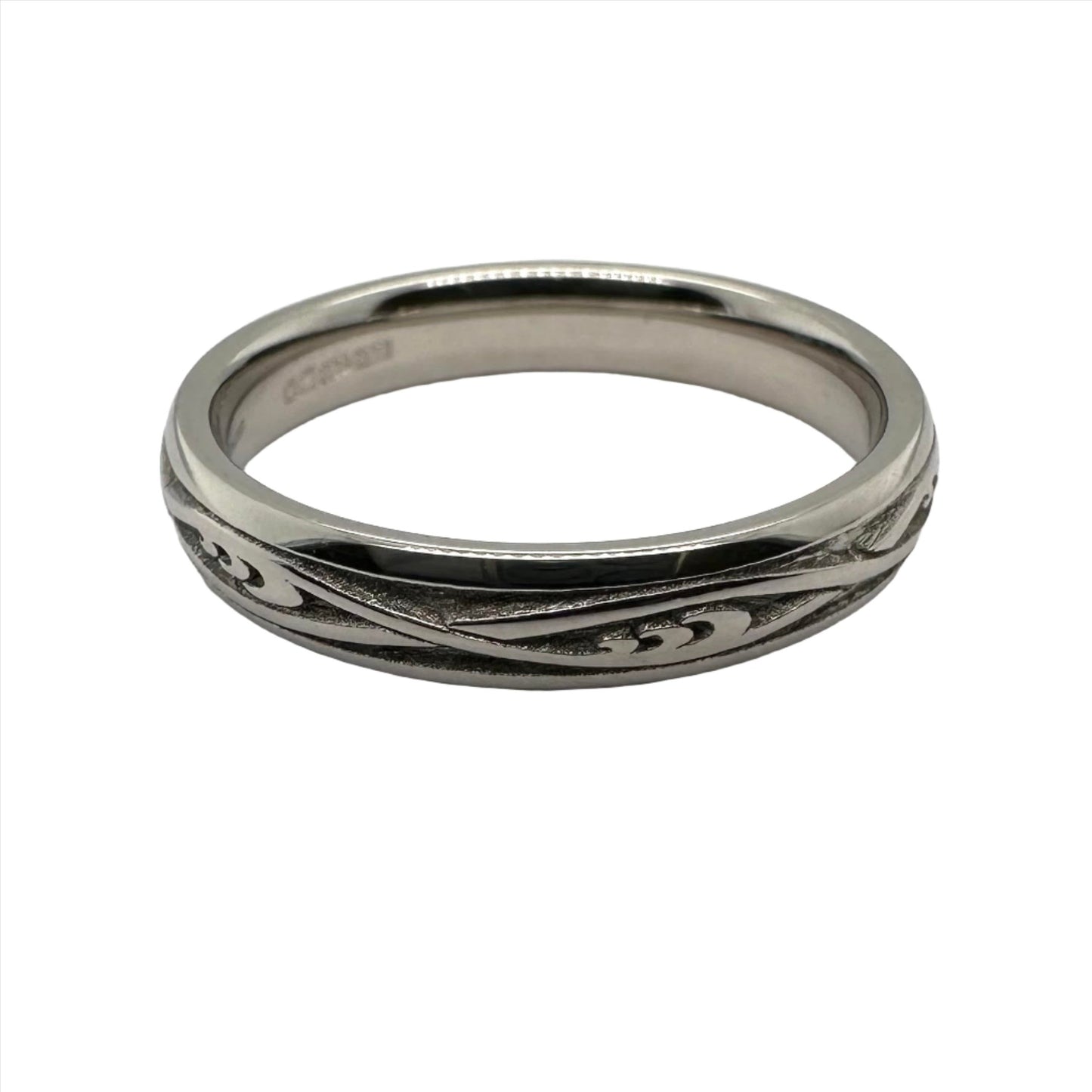 Patterned 3.5mm Palladium wedding band for men and women