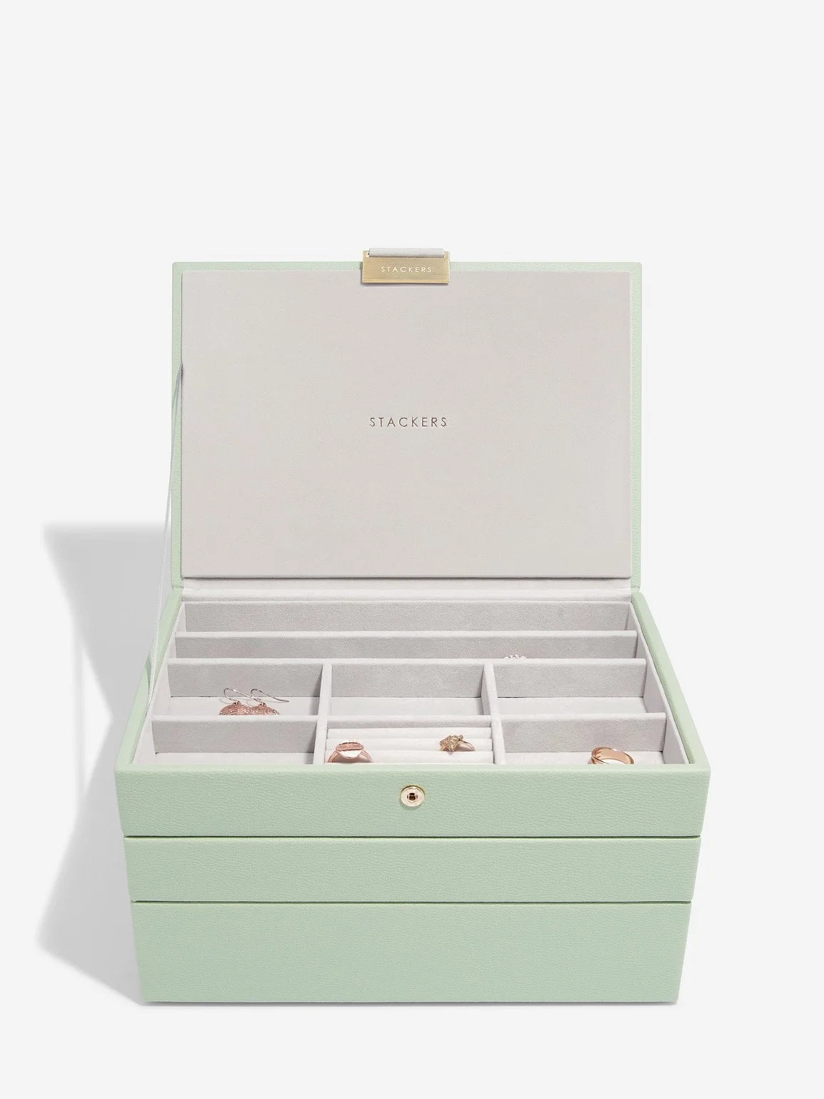 Stackers classic jewellery box - Sage Green.