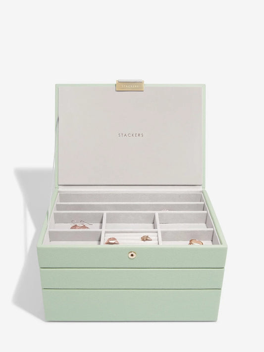 Stackers classic jewellery box - Sage Green.
