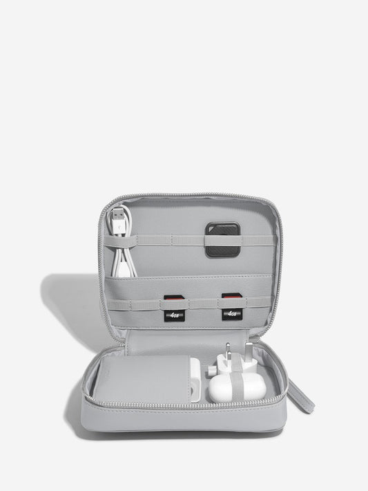 Stackers pebble grey faux leather cable tidy.