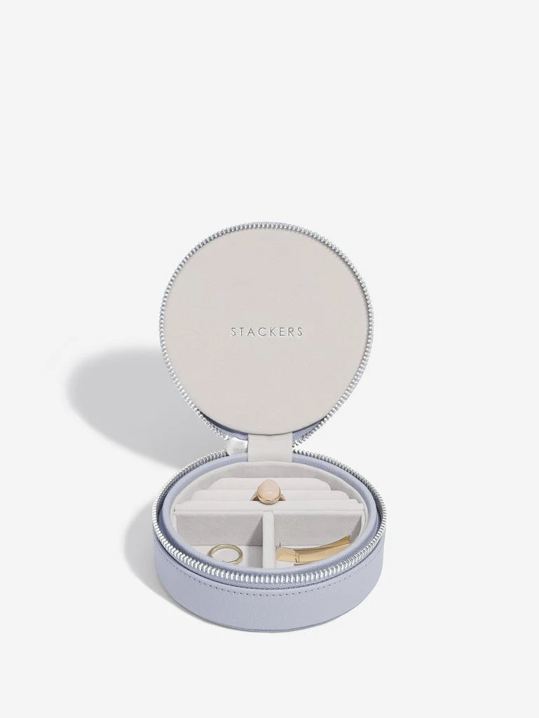 Stackers round zipped travel jewellery box - Lavender