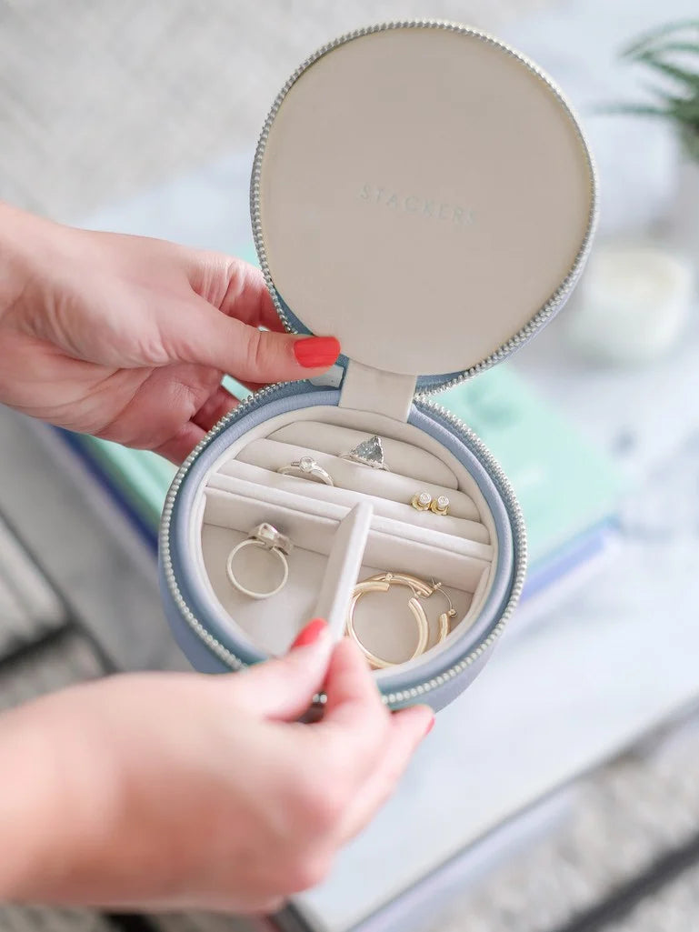 Stackers round zipped travel jewellery box - Lavender