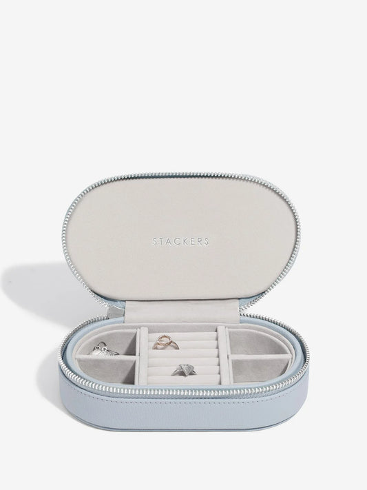 Stackers oval zipped travel jewellery box - Lavender.