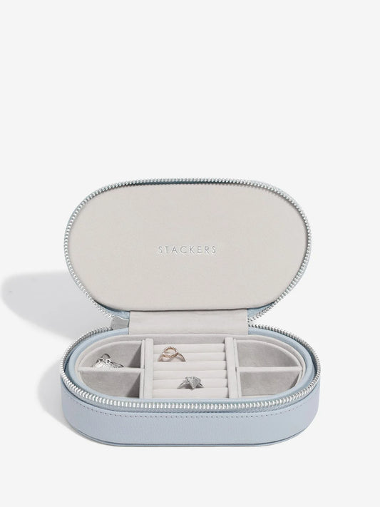 Stackers oval zipped travel jewellery box - Lavender.