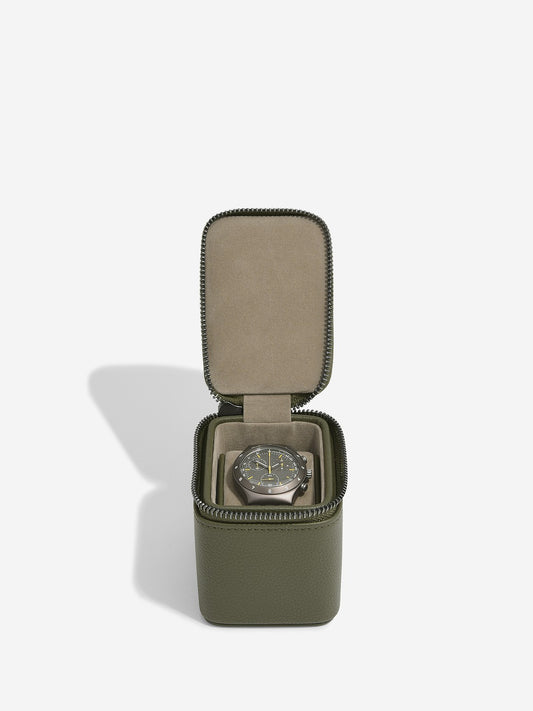 Stackers zipped travel watch box- Olive green.