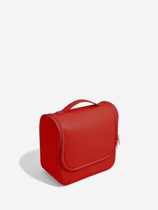 Stackers Vegan Large Leather Washbag - Red