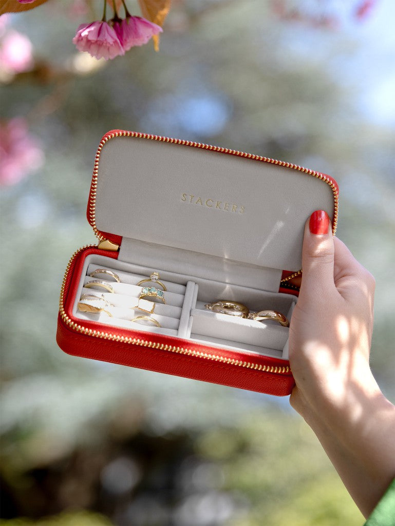 Stackers Vegan Leather Travel Box - Red