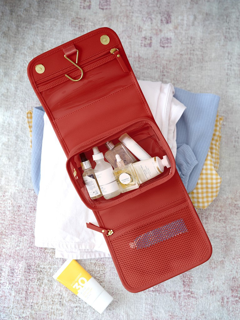 Stackers Vegan Leather Washbag - Red