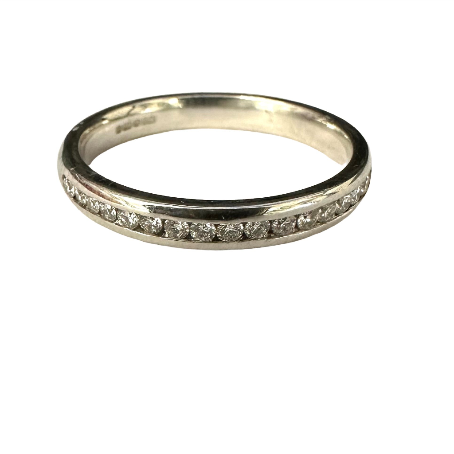 Exquisite White Gold Band with 30% Diamond Cover