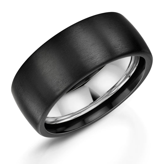 Timeless black zirconium wedding ring