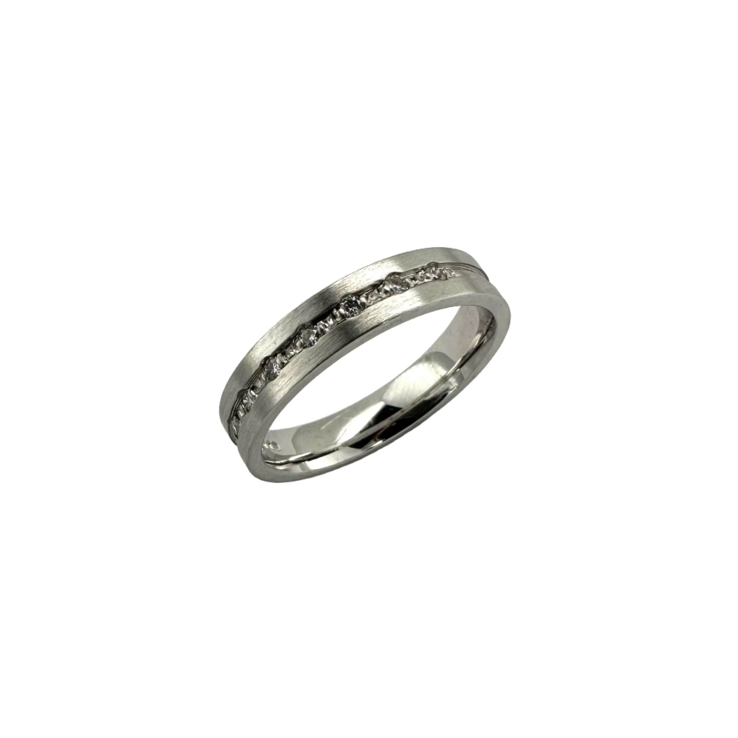 18ct white gold 4.0mm diamond set wedding band - 0.11ct.