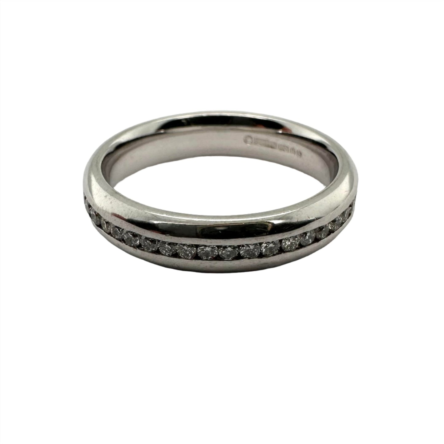 4.0mm diamond set white gold band. Henry D Johnstone Jewellers. Alderley Edge, Poynton, Cheshire.
