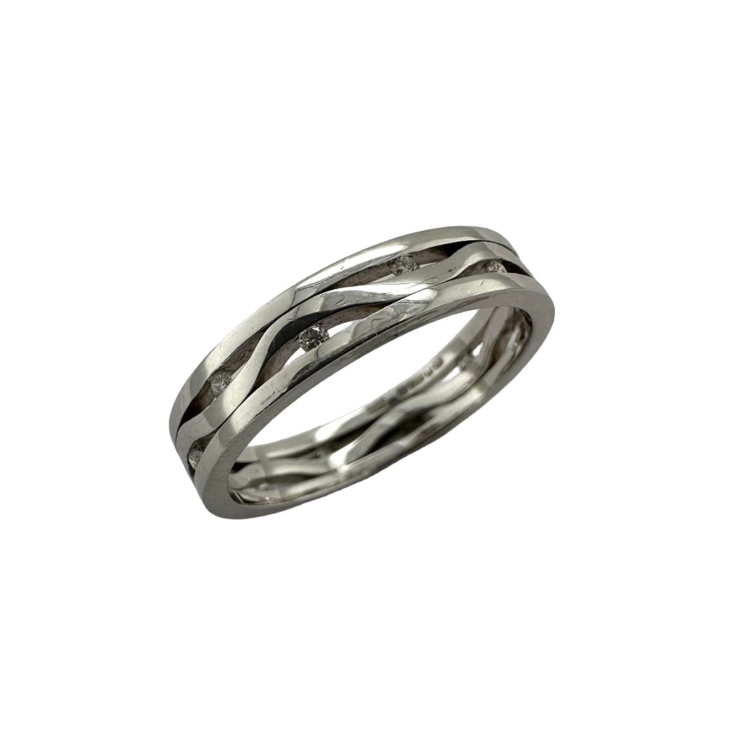 "4.0mm diamond set wedding ring. Henry D Johnstone Jewellers. Alderley Edge, Poynton, Cheshire.