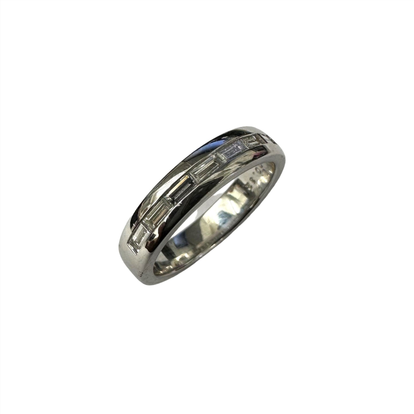 18ct white gold Horizontal set diamond wedding ring. Henry D Johnstone Jewellers. Alderley Edge, Poynton, Cheshire.