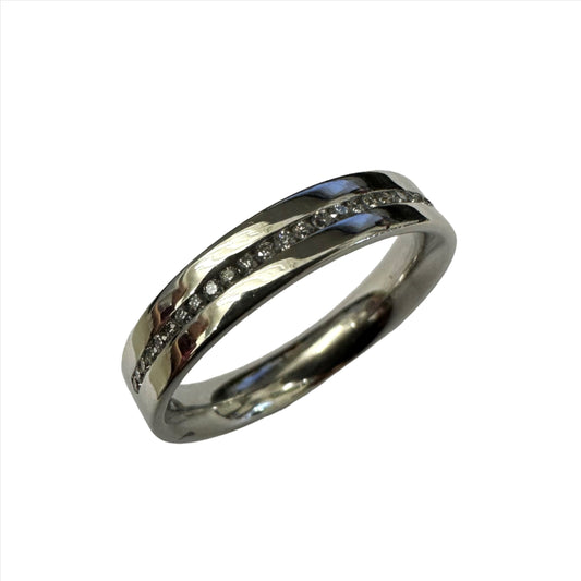 4.0mm diamond channel set platinum wedding ring