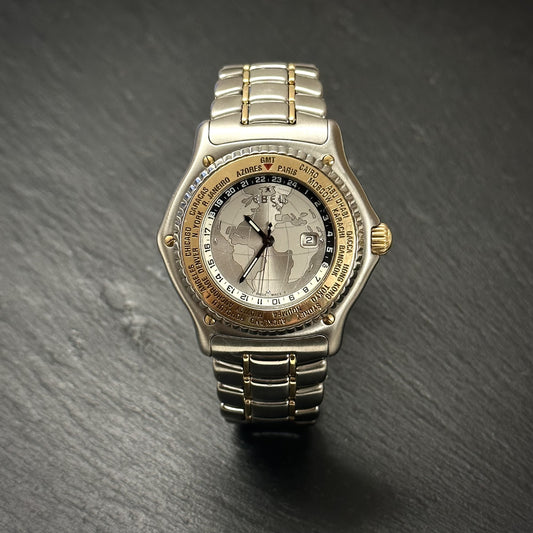 Pre-Owned: Ebel stainless steel & 18ct yellow gold 'Voyager' automatic bracelet watch.