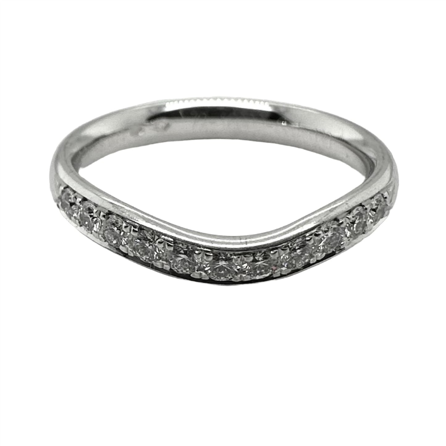 Shaped Wedding Band with Round Brilliant Diamonds