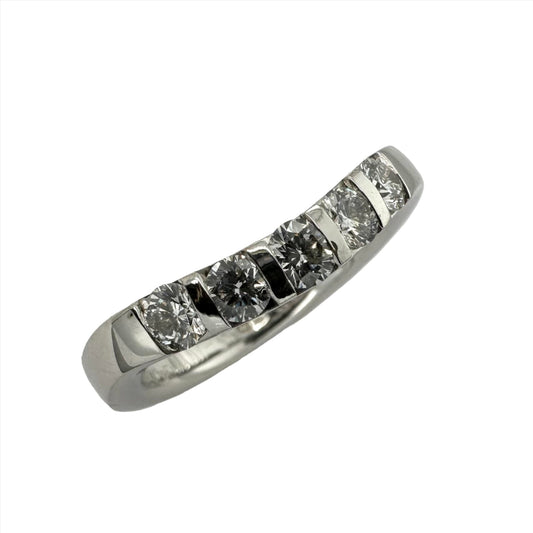 18ct white gold diamond set shaped wedding band. Henry D Johnstone Jewellers. Alderley Edge, Poynton, Cheshire.