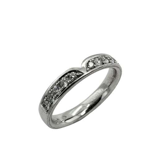 18ct white gold diamond set 3.5mm sculpted wedding band - 0.24ct.